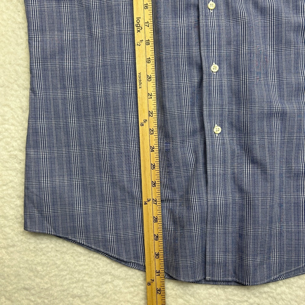 Brooks Brothers Shirt Mens 16-34 Blue Glen Plaid Classic Non-Iron Supima Cotton - Picture 6 of 10